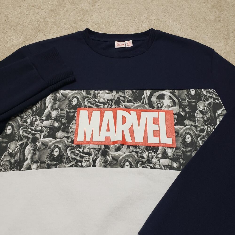 Marvel Sweater Mens 2XL XXL Blue White Red Graphic Hulk Spiderman Iron Man Thor